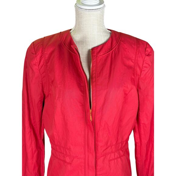 NWT Elie Tahari Judith Cropped Jacket Blazer Women's XL Pink Zip Front Designer - Picture 3 of 10